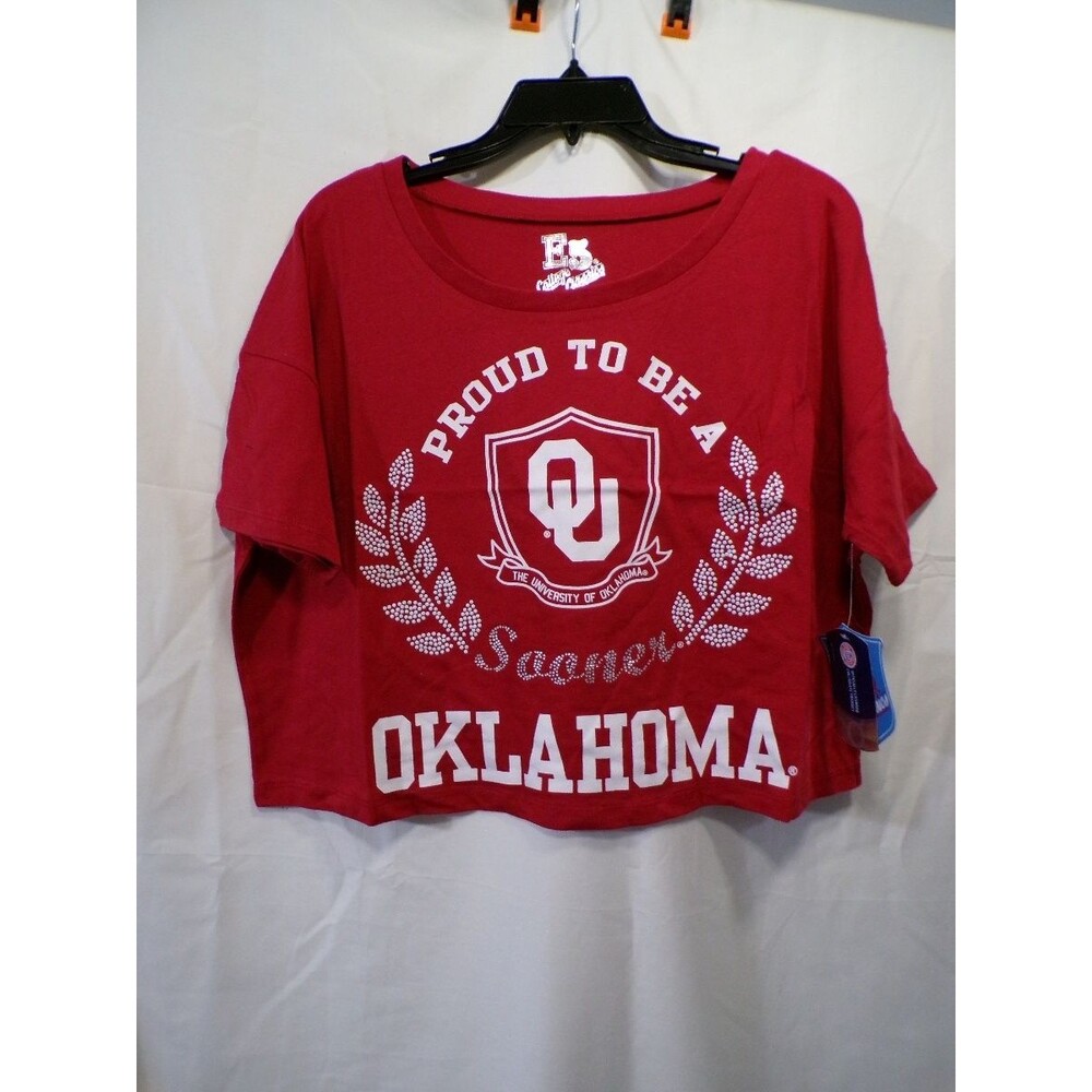 E5 College Classics Women's Oklahoma Sooners Crimson Cropped T-Shirt Medium
